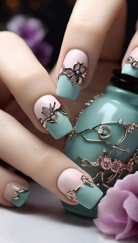 Nail Art Elegant Classy, Nail Art Elegant Classy Beautiful, Nail Art Character, Nail Art Elegant, Bridal Nail Art, Fingernail Designs, Fancy Nails Designs, Pretty Nail Art, Bridal Nails