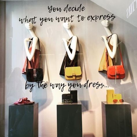 "YOU DECIDE...", photo by Fée Marra, pinned by Ton van der Veer Unique Mannequin, Purse Display, Handbag Display, Clothing Store Displays, Retail Store Interior Design, Friday Mood, Visual Merchandising Displays, Store Design Boutique, Window Display Design