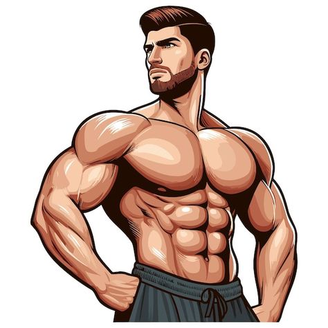 Fitness Profile Picture, Gym Profile Picture, Gym Cartoon Art, Muscle Man Illustration, Gym Cartoon, Muscle Illustration, Gym Illustration, Body Builders Men, Bodybuilding Poster