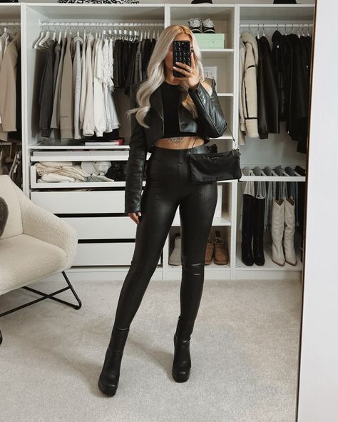 Sometimes you just can’t go wrong with an all black outfit! 🫶🏼 these faux leather leggings were a 10/10 purchase 🤌🏻 All black outfit, Faux leather leggings, M&S leather leggings, leather trousers, cropped blazer #fauxleather #winterootn #datenightoutfit #viralfashion #outfitselfie #whatiwear #leatherleggings #fauxleatherleggings #leathertrousers #mands #mandsleggings #marksandspencer #marksandspencers #marksandspencerfashion #haul #whatiwear #ugc #ugccreator #zaraoutfits #zaraootd #ugcexamp... Outfit Faux Leather Leggings, Leather Leggings Outfit, Zara Outfit, Style Rock, Cropped Blazer, Celebrity Street Style, All Black Outfit, Leather Trousers, Faux Leather Leggings