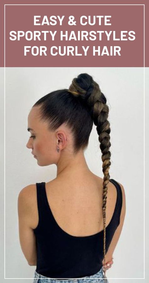 Easy Athletic Hairstyles For Curly Hair, Curly Hair Styles Sports, Curly Hair Athletic Hairstyles, Exercise Hairstyles For Curly Hair, Sporty Hairstyles For Curly Hair, Curly Hair Workout Hairstyles, Yoga Hairstyle, Cute Sporty Hairstyles, Curly Hair Updo