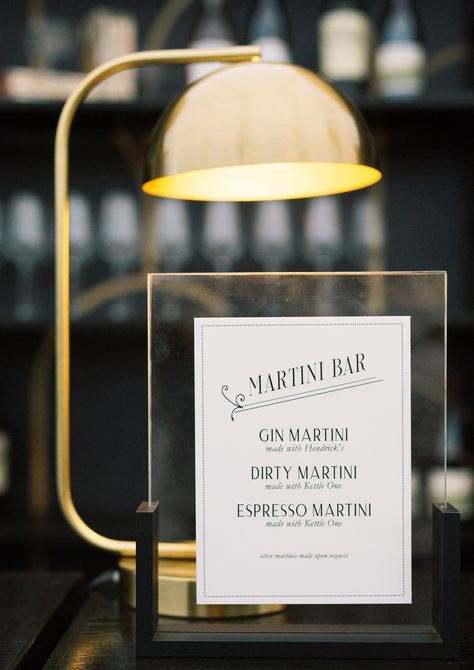 Martini Bar Wedding, Wyoming Summer, James Bond Wedding, Wedding Bar Signage, Coffee Bar Wedding, Menu Signage, James Bond Party, Reception Bar, Signature Cocktails Wedding