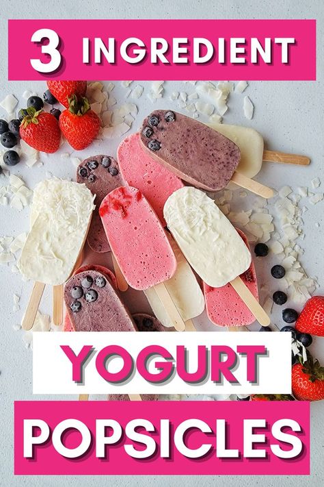 3 Ingredient Yogurt Popsicle Recipe. Easy Coconut Yogurt Popsicles DIY. Yogurt Popsicles Recipe, Frozen Popsicle Recipes, Diy Frozen Yogurt, Popcicles Recipes, Yogurt Popsicle Recipes, Fruit Popsicle Recipes, Easy Popsicle Recipes, Frozen Yogurt Pops, Frozen Yogurt Popsicles