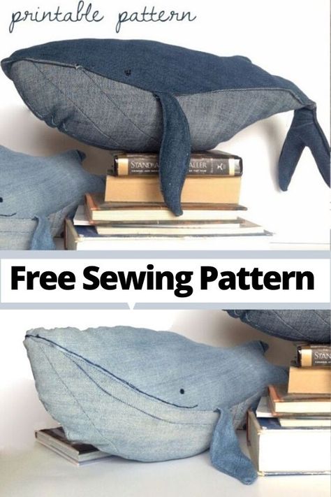 Denim Whale Pattern, Denim Whale Pattern Free, Whale Plush Pattern Free, Whale Soft Toy Pattern, Whale Toy Pattern, Whale Pattern Sewing Free, Denim Animals Patterns, Stuffed Whale Pattern Free, Whale Stuffed Animal Pattern