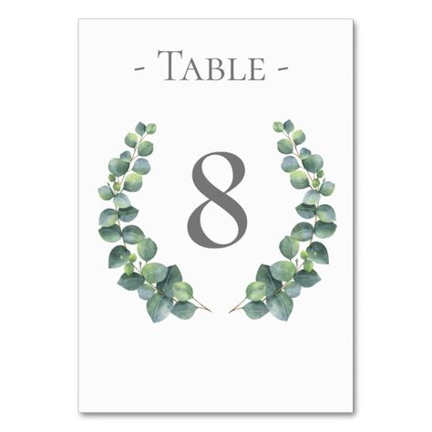 Wedding Eucalyptus, Wedding Invitation Message, Table Numbers Wedding Rustic, Table Number Card, Eucalyptus Wedding Invitation, Rustic Modern Wedding, Wedding Table Number Cards, Zazzle Wedding, Foliage Wedding