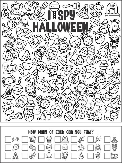 Halloween I Spy Activity Worksheet I Spy Halloween Printables, Visual Scanning Worksheets, Halloween Worksheets For Kids, I Spy Halloween, Spy Halloween, Halloween Worksheet, Halloween Activity Sheets, Homeschool Fun, Pokemon Halloween