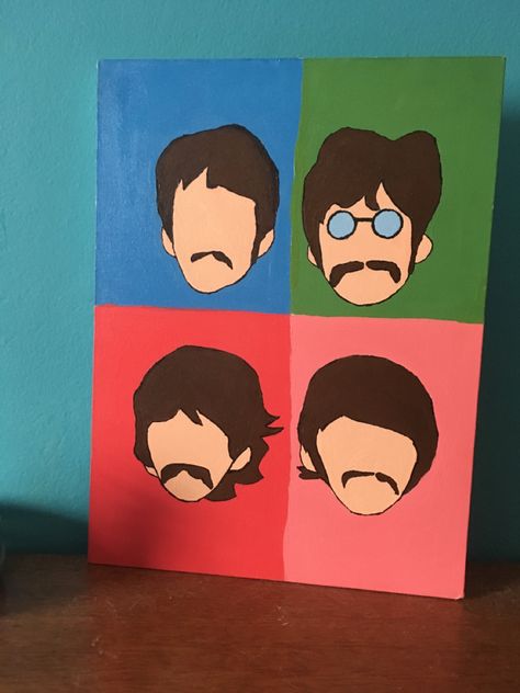 Beatles Painting Easy, The Beatles Painting Easy, The Beatles Drawing Easy, The Beatles Painting, Beatles Nails, Band Paintings, Beatles Painting, Beatles Drawing, Beatles Artwork