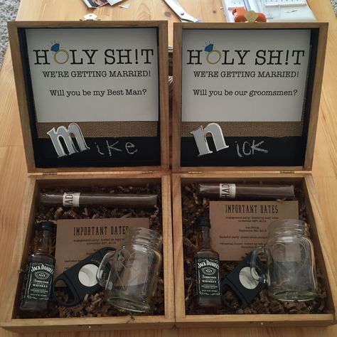 Groomsmen proposal, groomsmen box How To Ask Groomsmen, Ask Groomsmen, Groomsman Boxes, Groomsmen Boxes, Groomsmen Invitation, Groomsmen Ideas, Bridesmaids Ideas, Jasmine Wedding, Bridesmaid Groomsmen