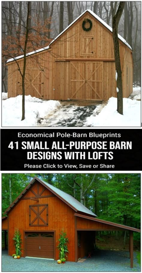 Small Pole Barn, Small Barn Plans, Pole Barn Construction, Pole Barn Plans, Barn Layout, Backyard Barn, Small Barns, Building A Pole Barn, Horse Barn Plans