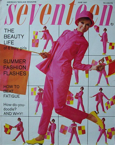 June '67, mod cover             #pinkandorange 1960s Magazine Covers, 70s Magazine Covers, Chan Photoshoot, 70s Shoot, 70s Magazine, Seventeen Magazine Covers, Teen Magazines, Patti Hansen, Cover Inspiration