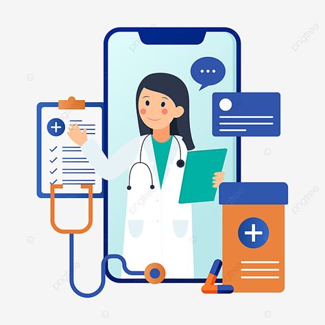 Doctor Vector Illustration, Doctor Clipart, Doctor Vector, Online Doctor Consultation, Doctor Consultation, Health Icon, Marketing Graphics, Online Doctor, Medical Health