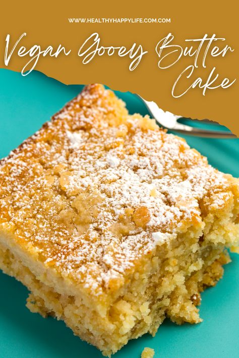 Vegan Ooey Gooey Butter Cake, Vegan Gooey Butter Cake, Gluten Free Gooey Butter Cake, Vegan Butter Cake, Vegan Yellow Cake, St Louis Gooey Butter Cake, Crazy Cake Recipes, Plant Plate, Gooey Butter