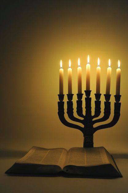 Menorah and open bible with 7 lighted ca... | Premium Photo #Freepik #photo #jew #hebrew #jewish #menorah Ancient Paper, Open Bible, Church Backgrounds, Christ Quotes, Golden Background, Photo Candles, Jesus Pictures, Menorah, Vector Photo