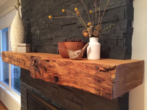 Rustic Wood Mantle, Live Edge Fireplace Mantel, Wood Mantle Fireplace, Deco Tv, Wood Lumber, Wood Slab Table, Wood Mantle, Cedar Lumber, Wood Fireplace Mantel