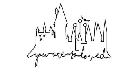 Simple Hogwarts Tattoo, Harry Potter Tattoos Hogwarts Castle, Hogwarts Silhouette Tattoo, Harry Potter Castle Tattoo, Hogwarts Castle Tattoo, Disney Castle Tattoo, Hogwarts Castle Silhouette, Harry Potter Lines, Hogwarts Silhouette