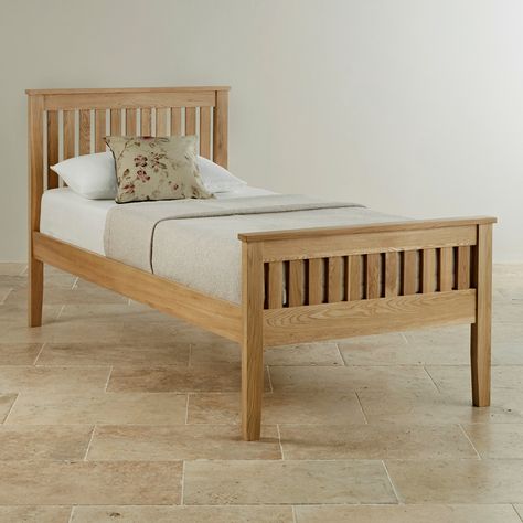 Cairo Oak Single Bed from the Cairo Solid Oak range by Oak Furniture Land Solid Oak Beds, Oak Furniture Land, Oak Bed Frame, Wooden Bed Frame, Bed Frame Design, Oak Beds, Super King Size Bed, Slatted Headboard, King Size Bed Frame