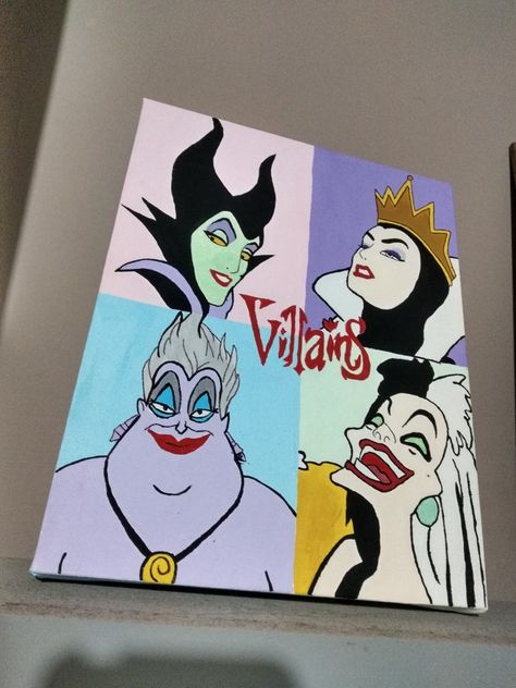 Pintura en Lienzo Disney Villains Painting, Disney Artwork Sketches, Disney Villains Art Drawing, Ursula Painting Ideas, Maleficent Painting, Art Ideas Painting Canvases, Maleficent Drawing, Disney Drawing, Easy Disney Drawings