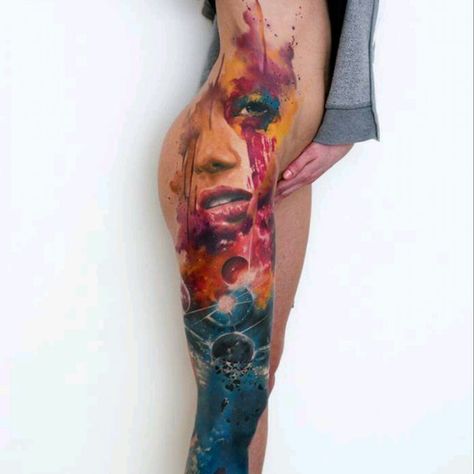 Full Leg Tattoos, Tatuaje A Color, Skull Tattoos, Beauty Tattoos, Skin Art, Sleeve Tattoo, Creative Tattoos, Tattoo Styles, Body Tattoos