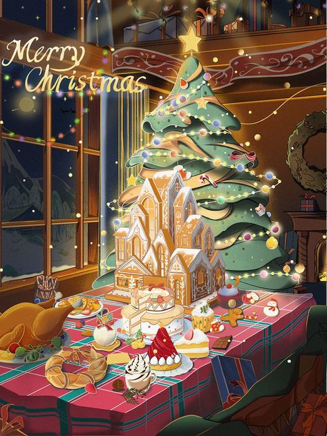 Christmas Artwork, Merry Christmas Images, Merry Christmas Wishes, Christmas Graphics, Navidad Diy, Christmas Wonderland, Christmas Drawing, Christmas Past, Noel Christmas