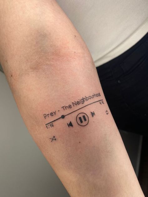 The Neighbourhood Tattoo Ideas, Word Tattoo Designs, Eminem Tattoo, Auto Tattoo, Simple Leg Tattoos, Partner Tattoos, Word Tattoo, Band Tattoo Designs, Weird Tattoos