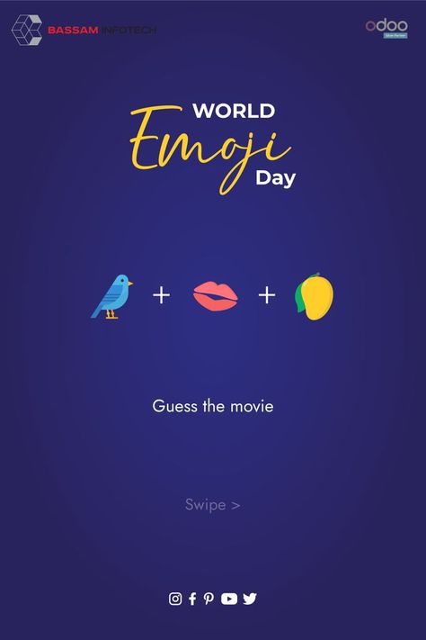 #emoji #emojichallenge #emojiday #emojis #malayalammovie #foodemoji # special days #bassaminfotech World Emoji Day Poster, Emoji Day Creative Ads, Green Emoji, Emoji Day, World Emoji, World Emoji Day, Emoji Challenge, Guess The Movie, Day Challenge