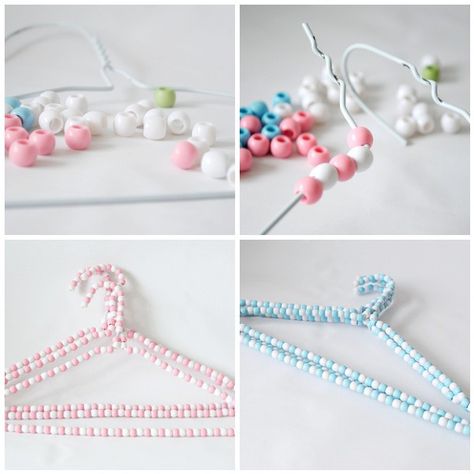 So this is how you make the pretty hangers in the candy colored laundry room pic...I need to know how to make everything in that pin! Best Clothes Hangers, Pearl Hanger, Diy Clothes Hangers, Clothing Hangers, Beads Clothes, Hanger Crafts, Hanger Diy, Clothes Pin Crafts, Wire Hangers