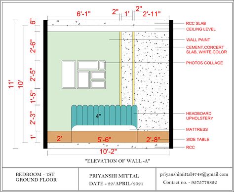 Bed Elevation Drawing, Wall Elevation Design Interiors, Bedroom Elevation Drawing, Bedroom Elevation, Autocad Design, Wall Elevation, Furniture Details Drawing, Interior Design Sketchbook, Luxury Ceiling Design