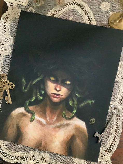 Prints – The Creeping Moon Medusa Painting, Feminine Rage, Mythology Paintings, Canvas Art For Sale, Greek Paintings, Medusa Art, Greek Mythology Art, Mythology Art, Art Inspiration Painting