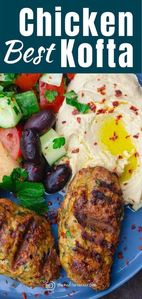 Mediterranean Diet Recipes Chicken, Chicken Kofta Recipe, Chicken Kofta, Mediterranean Grilled Chicken, Kofta Recipe, Chicken Fresh, The Mediterranean Dish, Ground Chicken Recipes, Chicken Patties