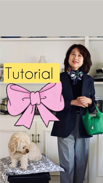 Hermes Scarf Tutorials Fashion on Instagram: "This tutorial is for an Easy Bow with Short Tails. You can find my tutorials by clicking on #scarftutorialchristinas The goal of this tutorial is to show how I style: 1) A bow knot that is more compact, understated, and less frilly (please don’t repost the tutorial without permission). 2) A flower scarf 3) Gray, which is a popular neutral color of 2023 1) I have shown other bow knots in my tutorials this year. This version has shorter tails, which Bow With Scarf, Color Of 2023, Scarf Hermes, Easy Bow, Blazer Look, Scarf Bow, Feminine Casual, Scarf Tutorial, Ways To Wear A Scarf