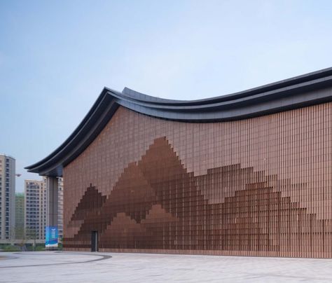 Fuyang Yinhu Sports Center l UAD #BuiltProjects #China #Hangzhou #Projects #QiangZhao #QingshanWu #SelectedProjects #SportsArchitecture #SportsCenter #UAD Fabric Facade, Double Skin Facade, Parametric Facade, Modern Pentathlon, Art Galleries Architecture, Netting Fabric, Mall Facade, Galleries Architecture, Hotel Facade