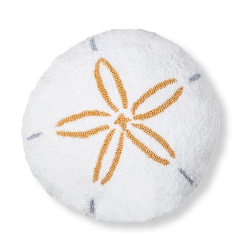 16" x 16" Sand Dollar Shaped Hooked Pillow - On Sale - Bed Bath & Beyond - 37234805 Surf Room Ideas, Beachy Pillows, Beach Theme Pillows, Surf Room Decor, Seashell Pillow, Ocean Pillows, Surf Room, Beach Nursery, Beach Themed Bedroom