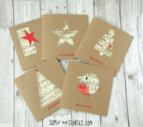 Music Christmas Cards, Christmas Cards Handmade Kids, Sheet Music Christmas, Christmas Cards Drawing, Music Christmas, Christmas Card Art, Homemade Christmas Cards, 카드 디자인, Christmas Card Crafts