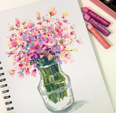 Oil Pastels Painting, Oil Pastel Paintings, Oil Pastel Art, Oil Pastel Drawings, Crayon Art, Arte Inspo, Pastel Flowers, Art Inspiration Painting, Pastel Drawing