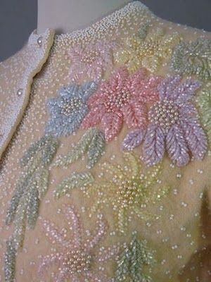 Why can't I find one of these that I can afford? Moti Work Embroidery, Cutdana Work Embroidery, Hand Beaded Embroidery, Bead Embroidery Tutorial, Beaded Sweater, Couture Embroidery, Bead Embroidery Patterns, Hand Work Embroidery, Embroidery Flowers Pattern