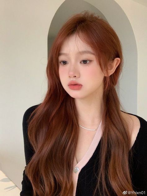 Asian Hair Color No Bleach, Ulzzang Hair Color, Dark Orange Hair, Dark Ginger Hair, Makeup Ulzzang, Ulzzang Hair, Hair Color Asian, Korean Hair Color, Hair Nutrition