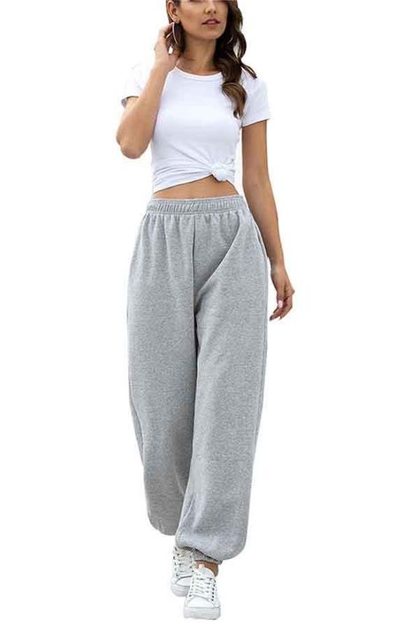 Women's Solid High Waisted Sweatpants Oversized Jogger Pants With Pock – Clorys Jogger Pants Outfit Women, Outfit Jogging, Sweatpants Oversized, Jogger Outfit, High Waisted Sweatpants, Cute Sweatpants Outfit, Jogger Pants Outfit, Cute Sweatpants, Tennis Skirt Outfit