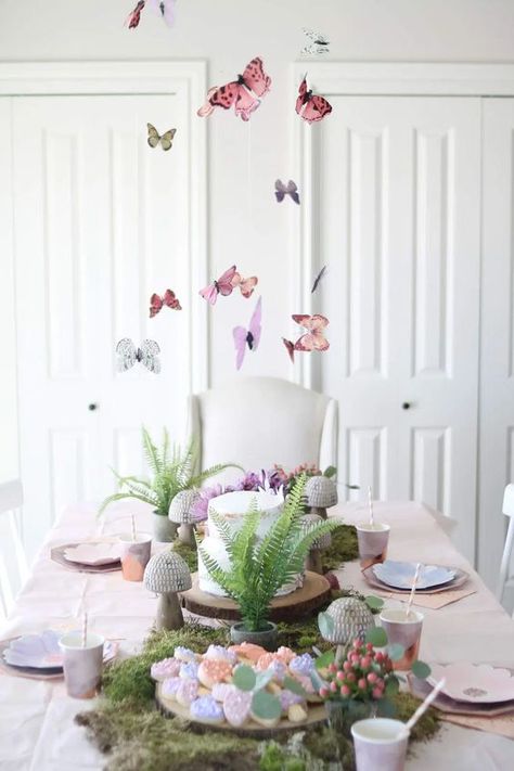 Fairy Unicorn Party Ideas Full of Magic ✨ The Nook on 32 Fourth Birthday Party, Theme Bapteme, Butterfly Birthday Party Decorations, Enchanted Forest Birthday, Compost Container, Fairy Garden Birthday Party, Fairy Tea Parties, Forest Birthday, Fairy Butterfly