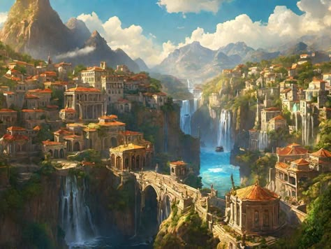 Crater City Fantasy Art, Cliffside City, City Fantasy Art, Eternal Empire, Fantasy Place, Book Space, Fantasy Backgrounds, Kingdom Of Ash, Community Design