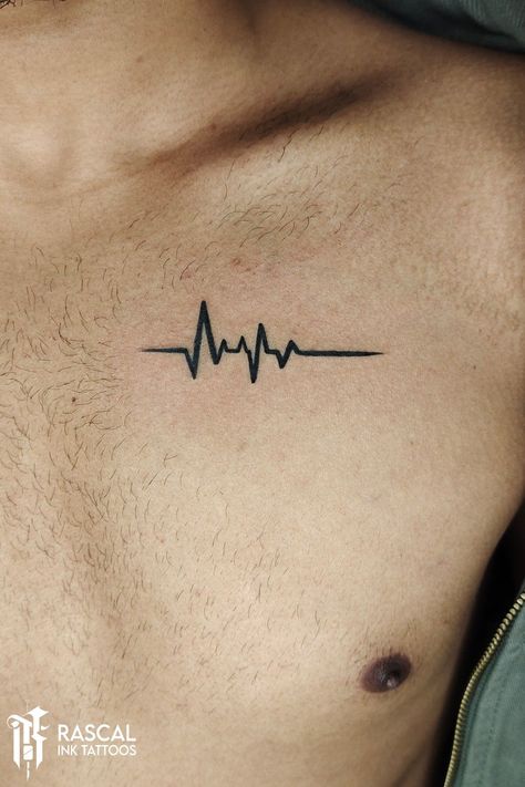 Minimalist Heartbeat Tattoo, Hart Beat Tattoo, Heart Tattoo For Men, Heart Tattoo Men, Heart Beat Tattoo Design, Heart Line Tattoo, Heartbeat Tattoo Ideas, Tatuaje Ekg, Heart Rate Tattoo