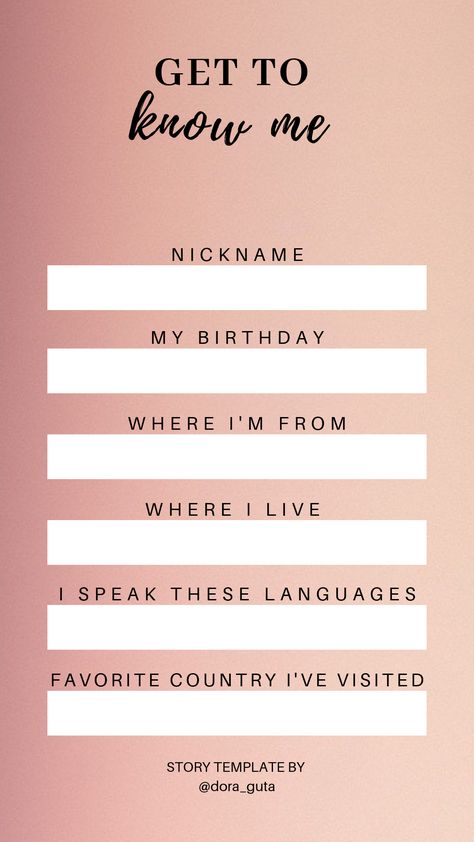 Get to know me Instagram story template Get To Know Me Instagram Story, Get To Know Me Instagram, Never Chase A Man, Note Taking Tips, Ig Templates, Color Dream, Story Templates, Cosmetics Bag, Cake Roll