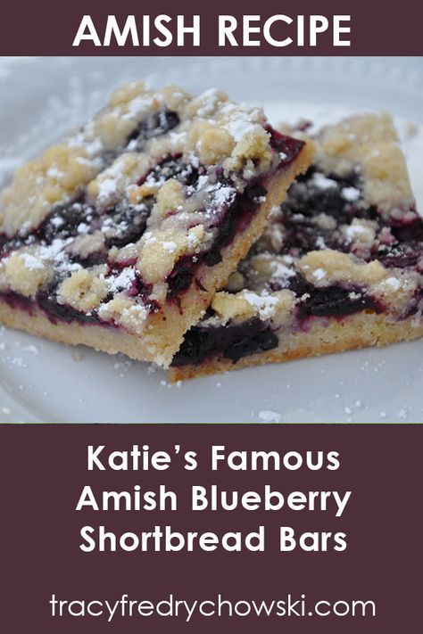 Amish Deserts, Blueberry Shortbread Bars, Amish Dishes, Blueberry Shortbread, Shortbread Bars Recipes, Blueberry Desserts Recipes, Amish Living, Amish Style, Blueberry Bars