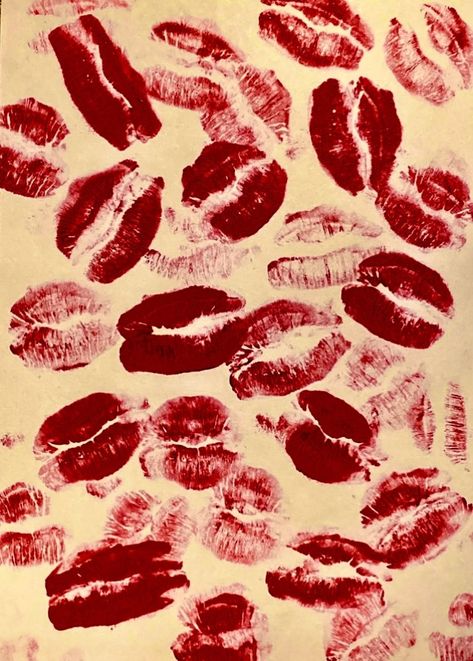 lip prints in red lipstick Lipstick Print Aesthetic, Lipstick Kiss Mark Aesthetic, Lip Print Aesthetic, Valentines Collage, Smeared Lipstick, Lip Prints, Red Lipstick Kisses, Kiss Party, Lipstick Print