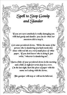 Spell to Stop Gossip and Slander Cosmic Witch, Wiccan Books, Spells For Beginners, Easy Spells, Magic Spell Book, Magick Spells, Eclectic Witch, Wiccan Spell Book, Witchcraft Spell Books