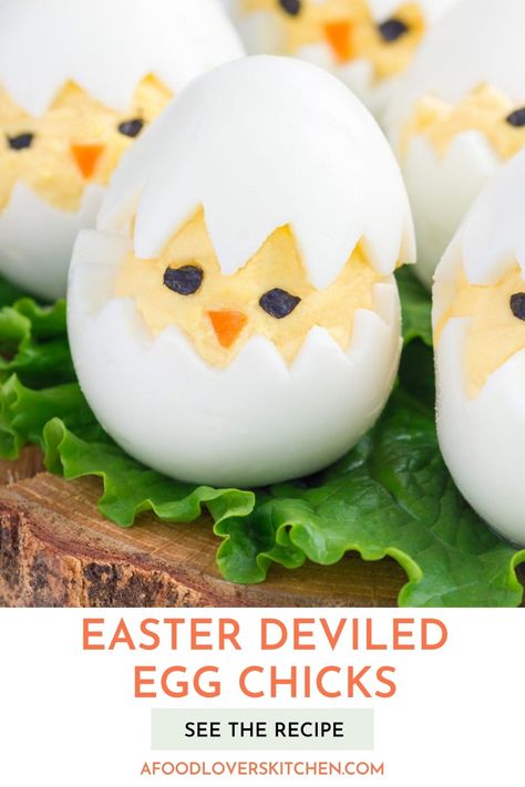 These adorable Easter deviled egg chicks are the perfect addition to your holiday spread! They're easy to make and will definitely impress your guests. Use them as a festive appetizer or snack. #Easter #DeviledEggs #EasterRecipes #HolidayAppetizers Appetizer Videos, Easter Deviled Eggs Recipe, Deviled Egg Chicks, Easter Chick Deviled Eggs, Hard Boiled Easter Eggs, Chicken Deviled Eggs, Healthy Easter Treats, Easter Appetizer, Easter Deviled Eggs