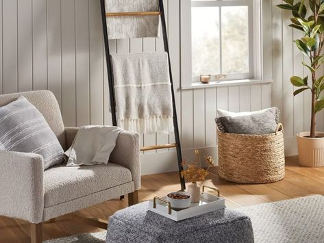 Shop Joanna Gaines’ Fall 2023 Bedding & Pillow Collection at Target – SheKnows Blanket Ladder In Bedroom, Minimalist Blankets, Jacquard Bedding, Cream Throw, Fall Bedding, Hearth & Hand With Magnolia, Study Area, Blanket Ladder, Bed Throw