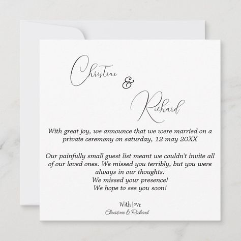 Wedding Announcement Ideas, Private Wedding Ceremony, Wedding Announcement Cards, Private Wedding, Wedding Announcement, Card Wedding, Announcement Cards, Wedding Stickers, Guest List