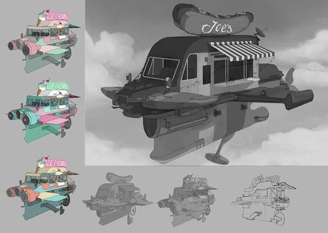 ICE CREAM flyVAN on Behance Hard Surface Concept Art, Hover Car, Hard Surface Modeling, Character Flat, Ice Cream Truck, Vehicle Design, Hard Surface, Conceptual Art, Cyberpunk