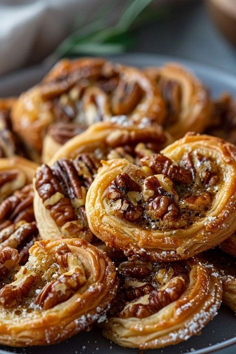 Pecan Danish Recipe, Pecan Danish, Palmiers Recipe, Easy Puff Pastry Recipe, Danish Recipe, French Dessert Recipes, Dessert Cups Recipes, Crescent Recipes, Puff Pastry Desserts