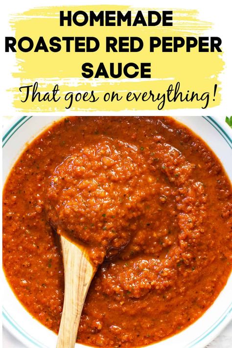 Red Sauce Without Tomatoes, Roasted Peppers Sauce Recipe, Bell Peppers Sauce, Preserving Bell Pepper Recipes, Roasted Red Pepper Spaghetti Sauce, Roasted Red Pepper Pizza Sauce, Roasted Bell Peppers And Onions, Red Pepper Spaghetti Sauce, Red Bell Pepper Sauce Recipes